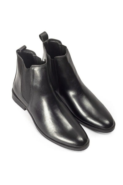 Black handcrafted leather boots