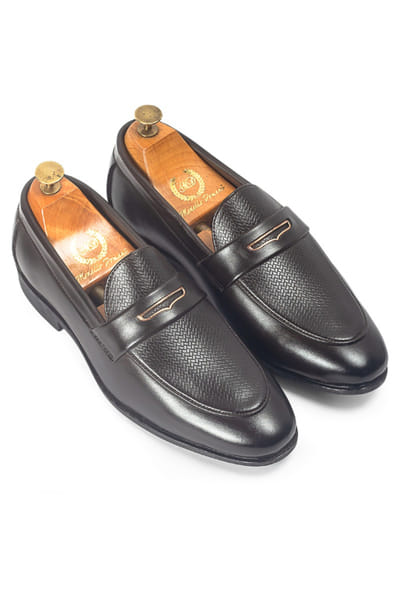 Modello Domani Dark brown handcrafted penny slip-ons MODEJUL26D148950