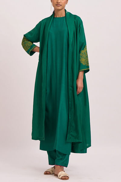 Deep green silk jacket