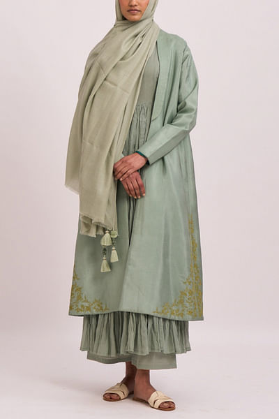 Sea green woollen shawl