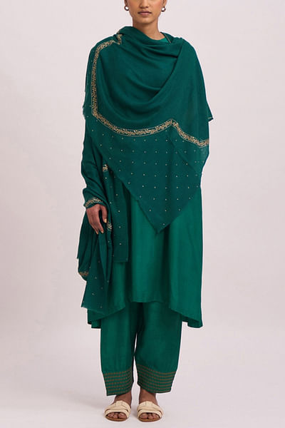 Emerald woollen shawl