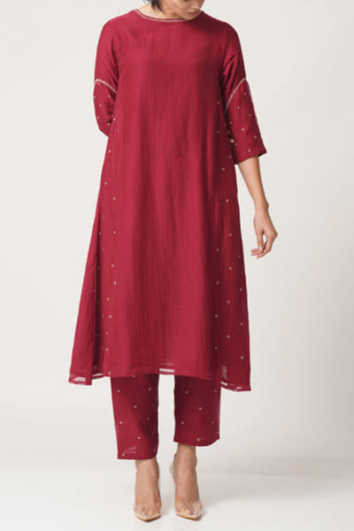Maroon antifit kurta set