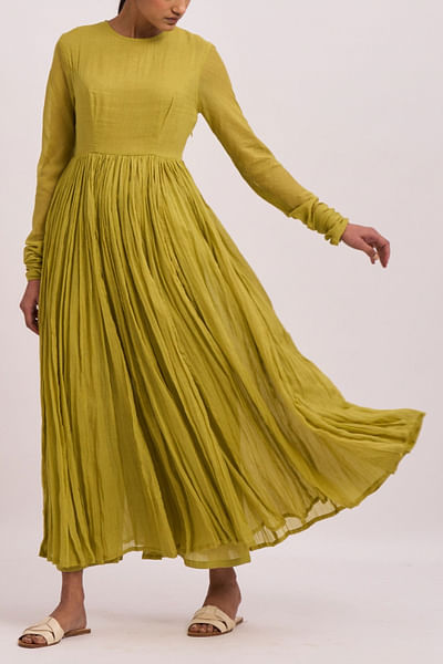 Green cotton anarkali set