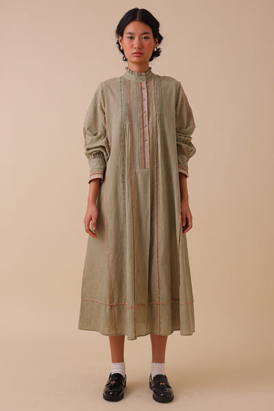 SWGT Green crochet pintuck dress SWGTAPR26D143258