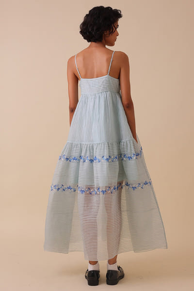 SWGT Powder blue embroidered organza dress SWGTAPR26D143259