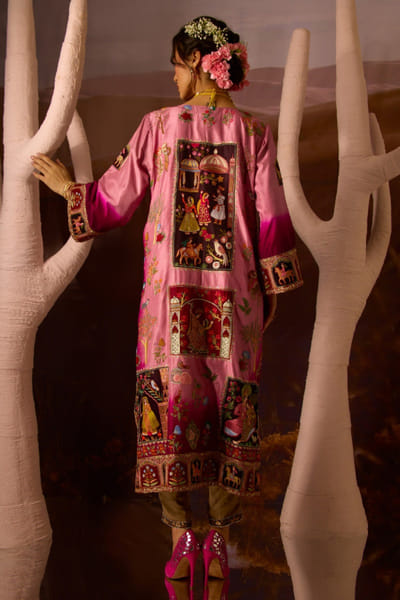 DAR-E-AAB Lotus pink embroidered kurta set DAR-MAY26D145289