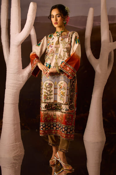 DAR-E-AAB Cream hand embroidered kurta set DAR-MAY26D145290