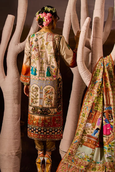 DAR-E-AAB Cream hand embroidered kurta set DAR-MAY26D145290