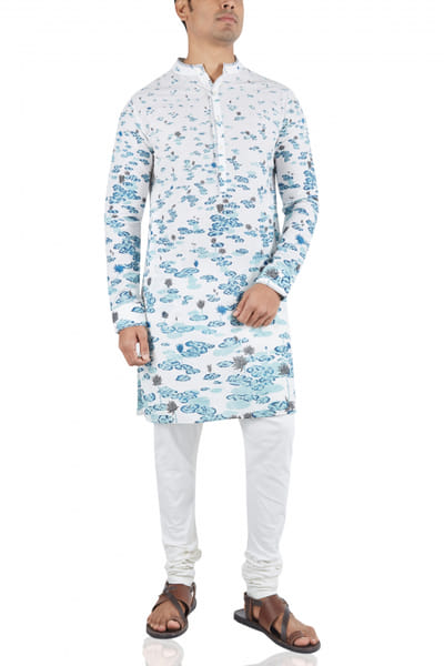Monet lily printed kurta and churidar set