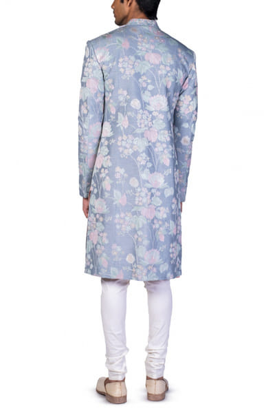 Dev R Nil Grey embroidered sherwani DRNDRFSSWRNI27