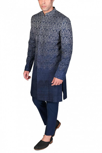 Midnight blue sherwani set