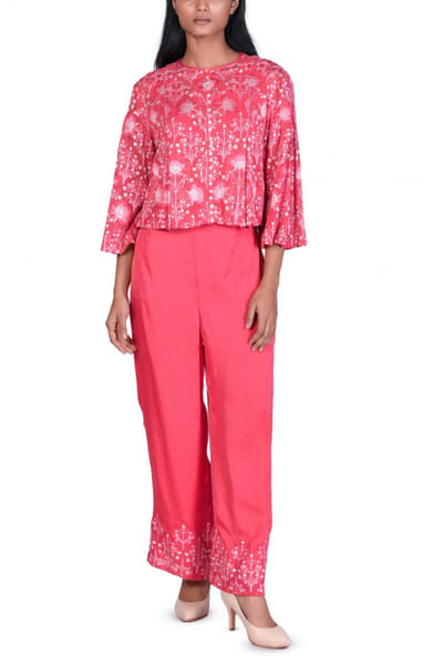 Dev R Nil Coral crop top and pants DRNDRNFSSET37