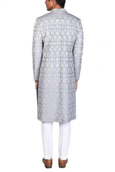 Dev R Nil Grey embroidered sherwani set DRNDRNS22SWRNI48