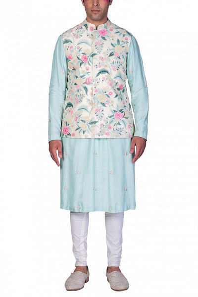 Multicoloured waistcoat and kurta set
