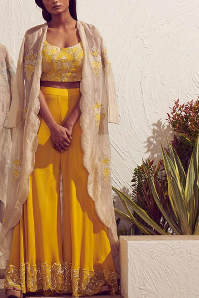 Mustard embellished palazzo set
