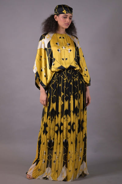 Multicoloured printed kaftan skirt set
