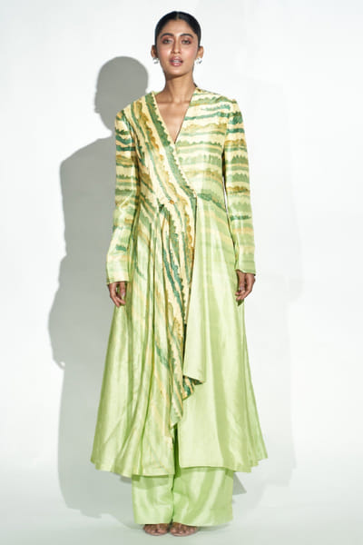 Light green printed jacket set