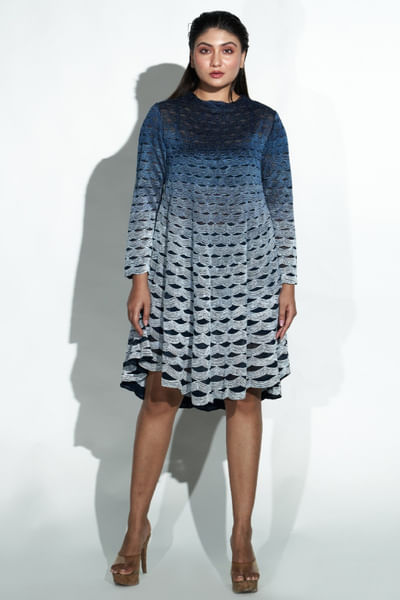 Navy blue embroidered dress