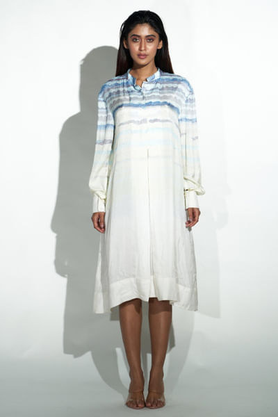 Ivory blue printed tunic