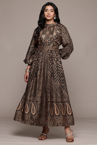 Black floral printed dress