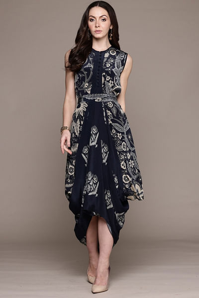 Black floral print dress