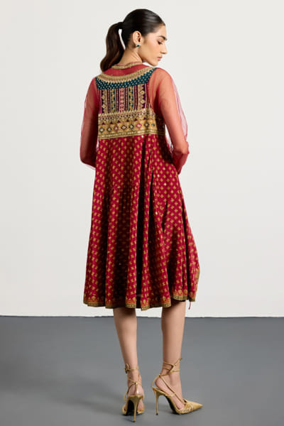 Ri Ritu Kumar Red printed embroidered dress RIRIAUG26D251845
