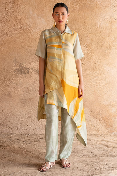 Mint green asymmetrical tunic set