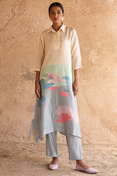 Powder blue printed kurta set