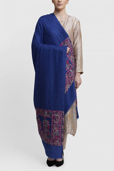 Royal blue kani shawl