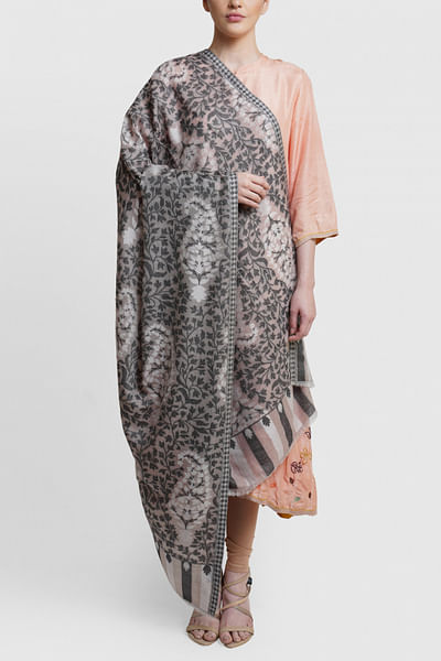 Grey embellished kani shawl