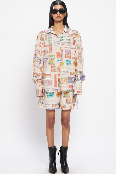 Multicolour snack-inspired printed shirt