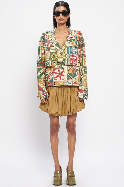 Multicolour ludo-inspired printed jacket