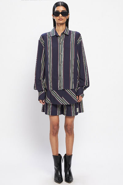 Navy blue printed shirt