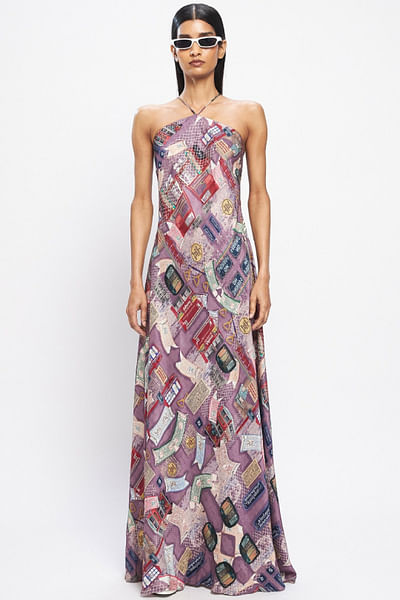 Multicolour retro bus printed tent dress