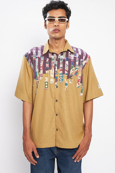 Multicolour striped patchwork shirt