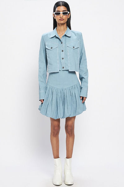 Powder blue cropped shirt