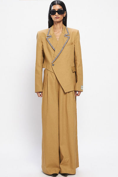 Mocha brown pleated trousers