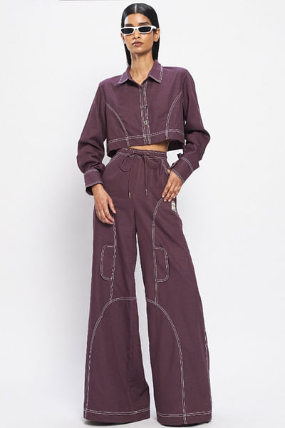 Aubergine baggy cargo pants