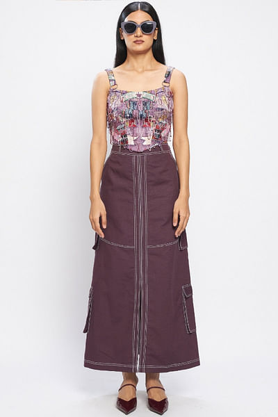 Aubergine cargo skirt