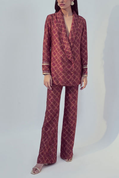 Magenta jacket and bell bottoms