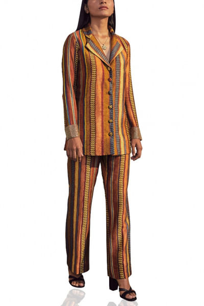 Multicoloured striped blazer and pants