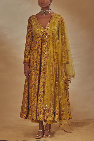 Yellow anarkali set