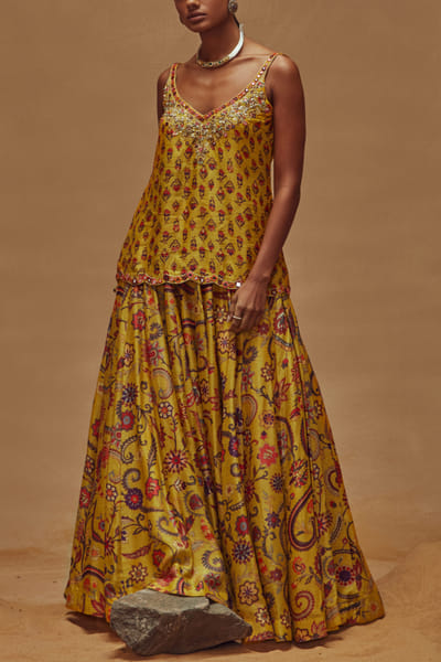 Floral printed skirt and top