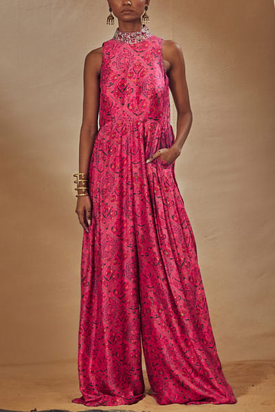 Fuchsia embroidered jumpsuit