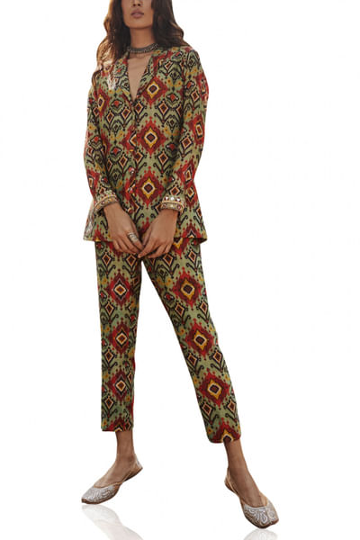 Green printed pantsuit