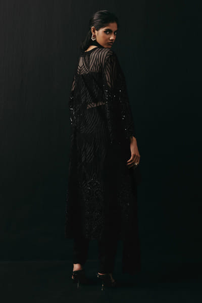 Twenty Nine Black mirror embellished dupatta TWENAPR26D242918