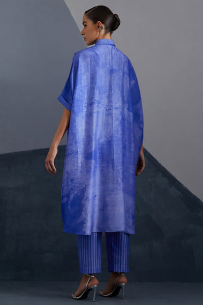 Clos Cobalt blue abstract printed kaftan set CLOSJUL26D249575