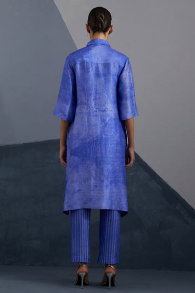 Clos Cobalt blue abstract printed tunic set CLOSJUL26D249576