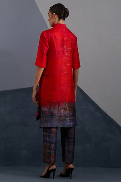 Clos Ruby and slate abstract printed tunic set CLOSJUL26D249578