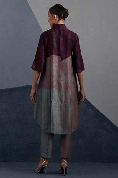 Clos Aubergine teal geometric embellished tunic set CLOSJUL26D249606
